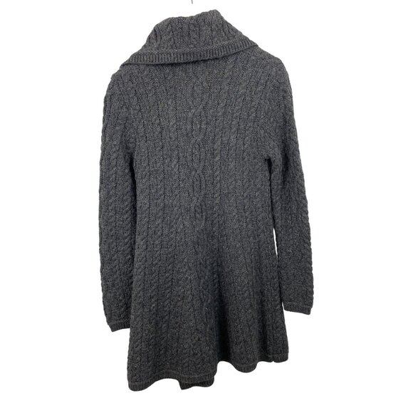 Irish Crafts Gray Cable Knit Long Button Up Cardigan Sweater Womens Size Small - Picture 2 of 9